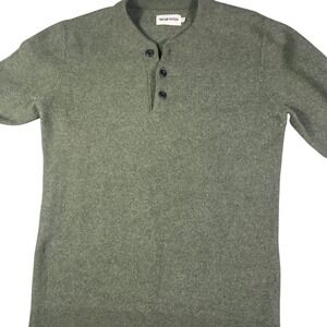 Taylor Stitch Mens Olive Green Heather Knit Henley Sweater Size 38 Medium
